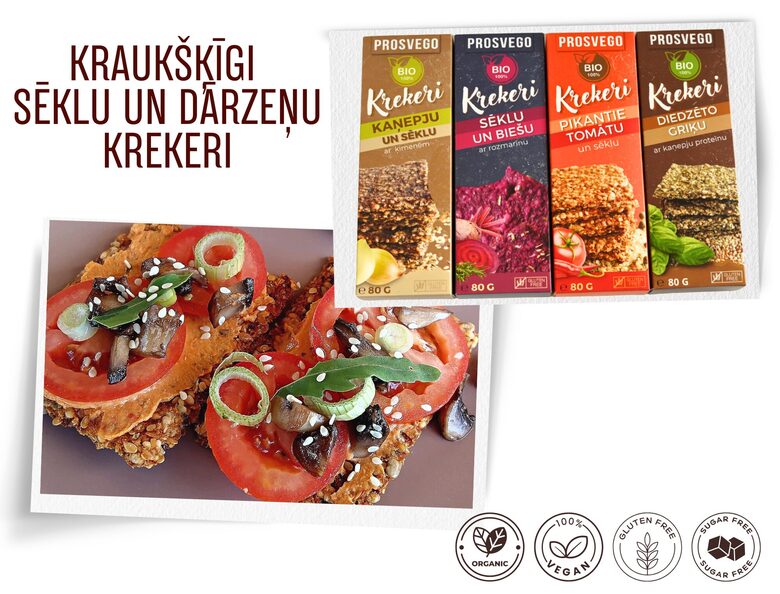 Bio krekeri – veselīgi bezglutēna sēklu un dārzeņu našķi | PROSVEGO